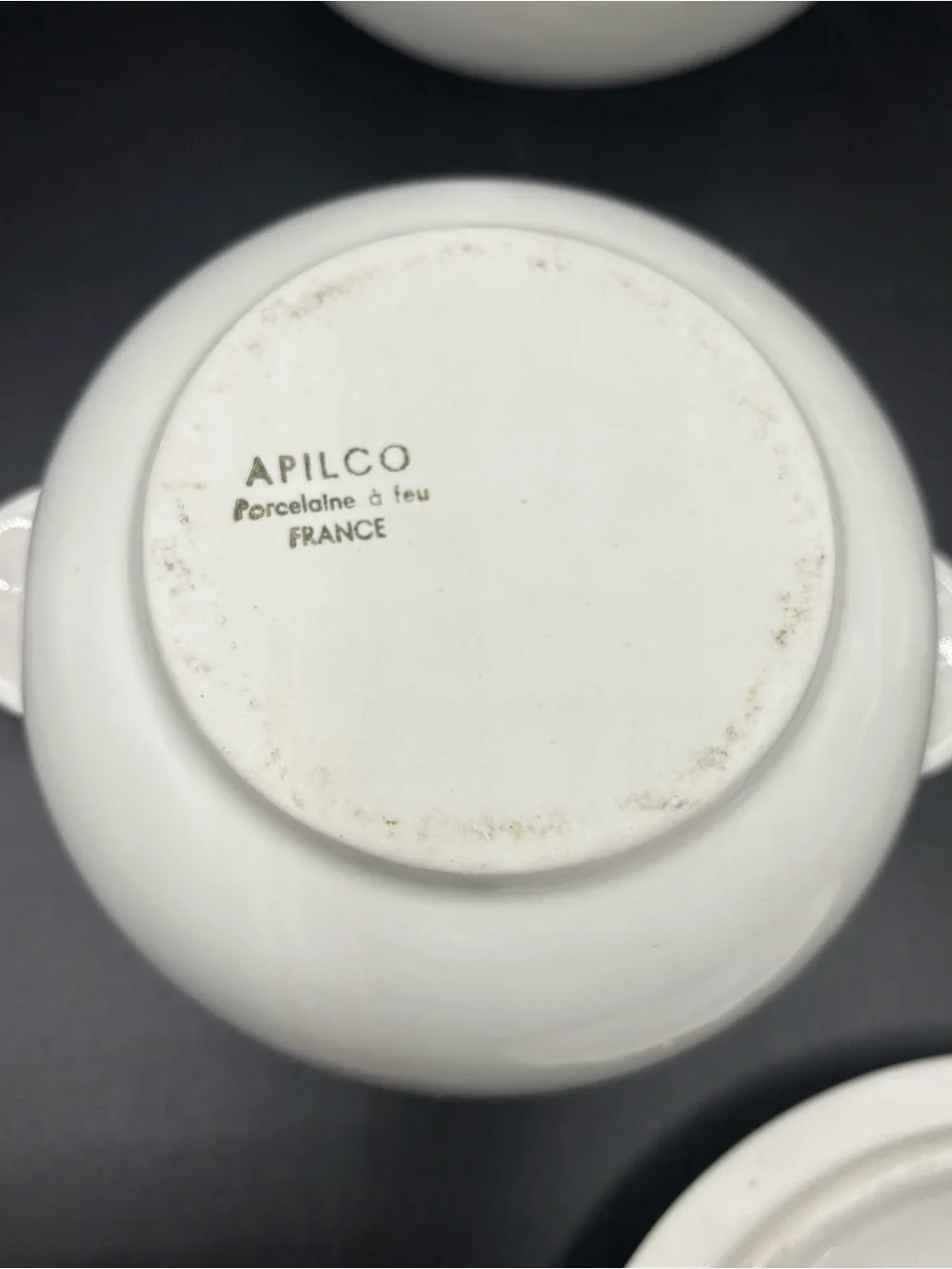 APILCO Set of 4 Porcelaine à Feu Covered Soup Bowls / Individual Casseroles